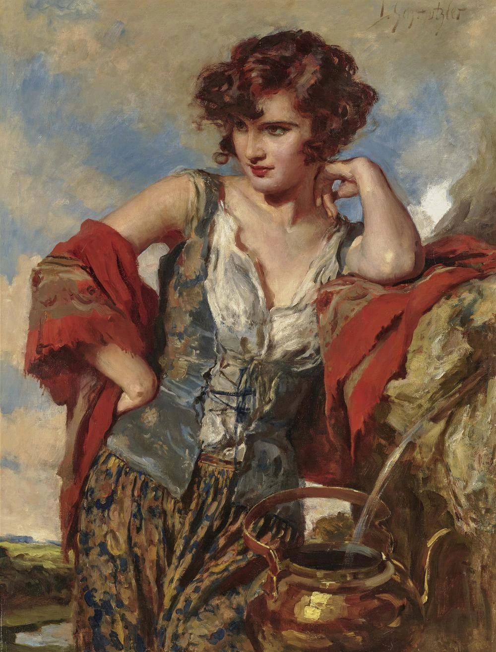 Giovane donna alla fontana
